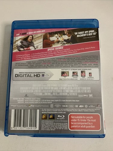 Spy (Blu-ray, 2015) Jason Statham, Jude Law, Melissa McCarthy Region B