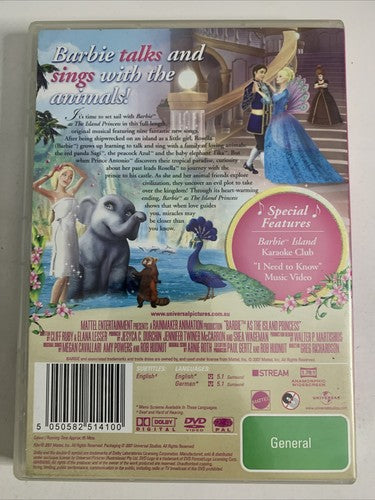 Barbie: The Island Princess (DVD, 2007) Animation Movie Region 4 &2
