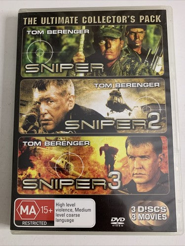 Sniper / Sniper 2 / Sniper 3 (DVD, 3-Discs) Tom Berenger Region 4 NEW