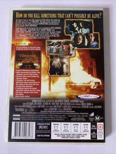 Christine (DVD, 1983) Keith Gordon, John Carpenter Film  Region 4