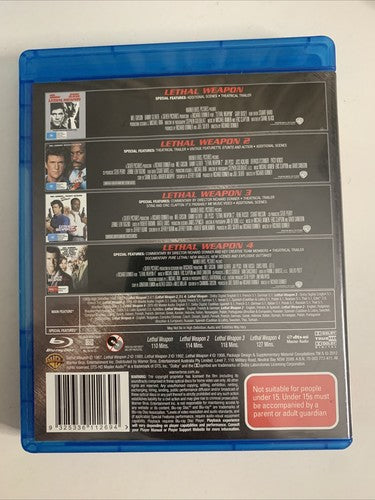 Lethal Weapon Collection 1-4 (Blu-ray, 4-Disc) Mel Gibson, Danny Glover Region B