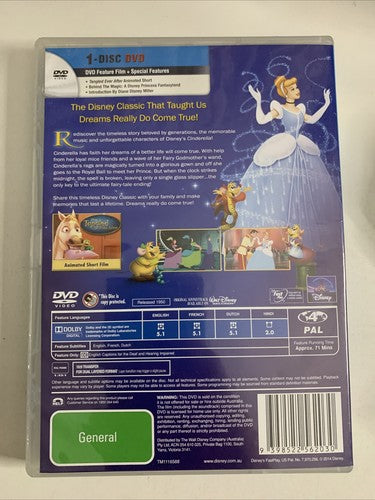 Cinderella (DVD, 1950) Disney Animated Movie Region 4