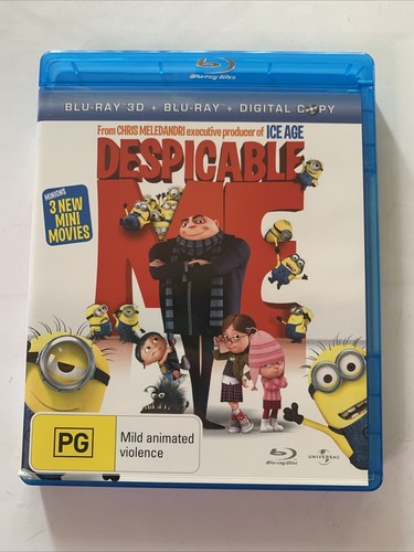 Despicable Me (Blu-ray 3D + 2D, 2010, 3-Discs) Animated Film All Regions
