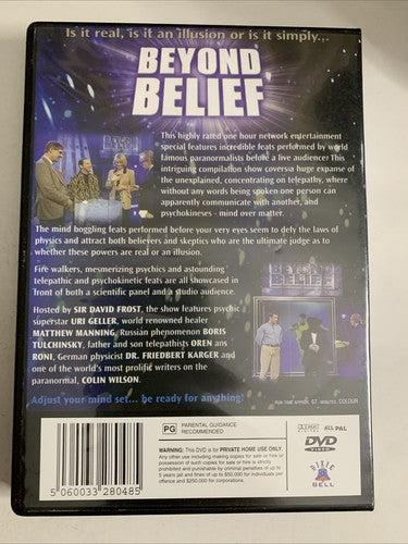 Beyond Belief (DVD, 1995) David Frost, Uri Geller All Regions