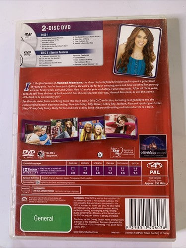 Hannah Montana :  The Final Season 4 (DVD, 2009, 2-Disc) Miley Cyrus Region 4