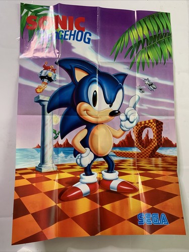 Sonic The Hedgehog Poster SEGA Mega Drive 1991 Original Genuine Vintage 59x21cm