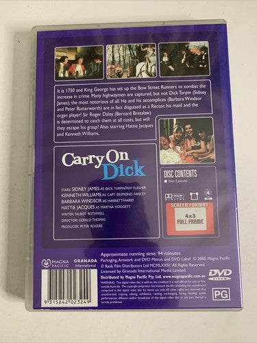 Carry On Dick (DVD, 1974) Sidney James, Kenneth Williams Region 4