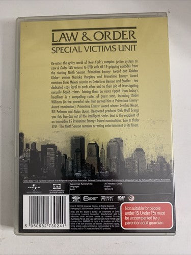 Law and Order Special Victims Unit : Season 9 (DVD, 2007, 5-Disc) Region 4 &2