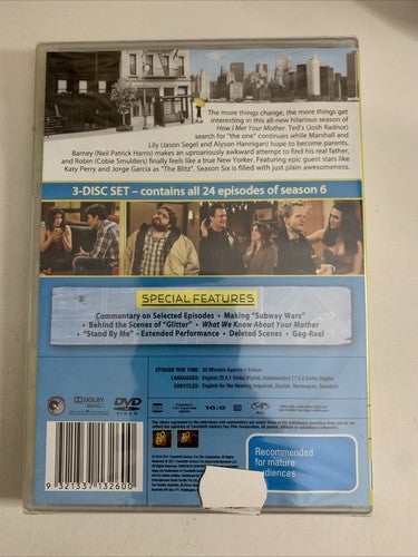 How I Met Your Mother : Season 6 (DVD, 2010, 3-Disc) Region 4 NEW Sealed