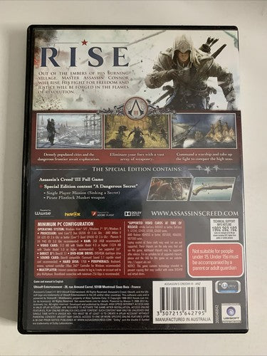 Assassins Creed III Special Edition PC Windows DVD-ROM Game