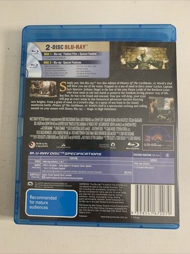 Pirates of the Caribbean: At World's End (Blu-ray, 2007, 2-Disc) Region B