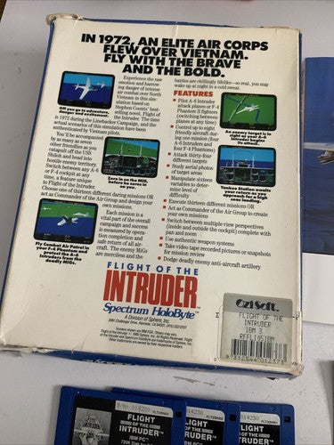 Flight Of The Intruder PC 3.5" Floppy 1990 Flight Combat Simulation Game Big Box