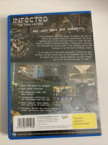 Infected: The Twin Vaccine Collector’s Edition PC CD-ROM Hidden Object Game NEW
