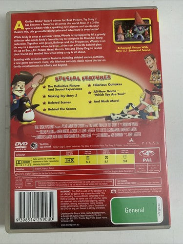Toy Story 2 (Special Edition, DVD, 1999, 2-Disc) Pixar Disney Film Region 4