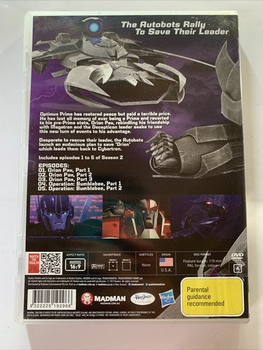 Transformers Prime: Orion Pax : Season 2 Vol 1 (DVD, 2010) Animation Region 4