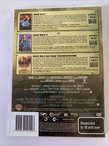 Mad Max : The Trilogy 1,2, Beyond Thunderdome (DVD, 2012, 3-Disc) Mel Gibson NEW