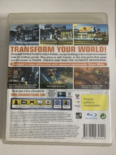 Shaun White Skateboarding PS3 Sony PlayStation 3 Game Complete