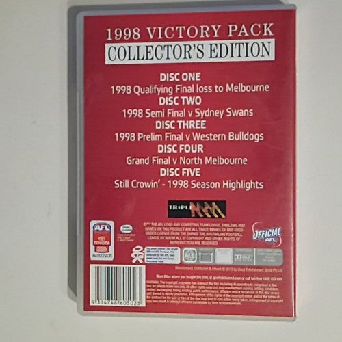AFL Adelaide Crows 1998 Victory Collector's Pack (DVD, 2011, 5-Disc) All Regions