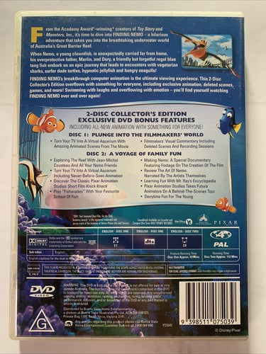 Finding Nemo (Collector's Edition, DVD, 2003. 2-Disc) Pixar Disney Region 4