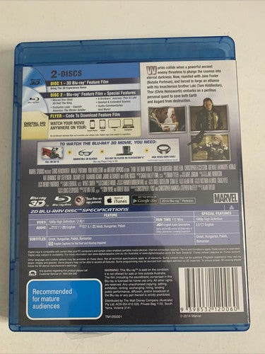 Thor: The Dark World (Blu-ray 3D + 2D, 2013, 2-Disc) Chris Hemsworth All Regions