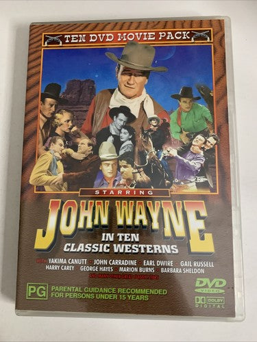 John Wayne In Ten Classic Westerns Movies (DVD, 4-Disc) All Regions