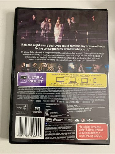 The Purge (DVD, 2013) Ethan Hawke, Lena Headey Region 4