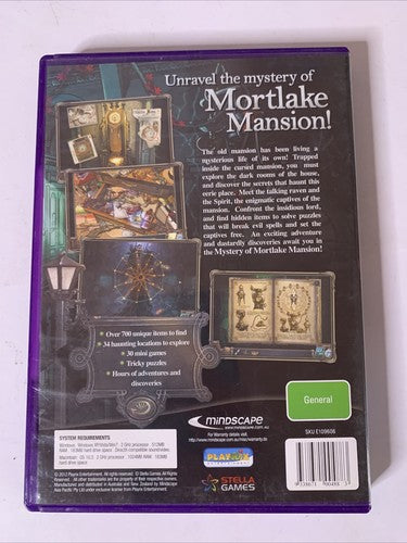 Mystery Of Mortlake Mansion PC CD-ROM Windows Mac Hidden Object Game