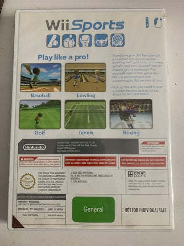 Wii Sports (Nintendo Wii, 2006) Game PAL Complete