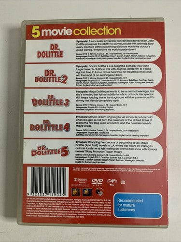 Dr Dolittle 1,2,3,4,5 Collection (DVD, 2010, 5-Discs) Eddie Murphy Region 4
