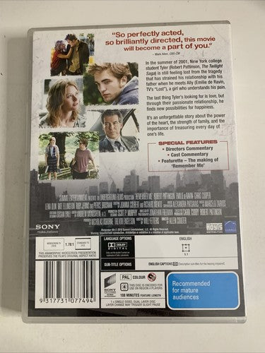 Remember Me (DVD, 2010) Robert Pattinson, Emilie De Ravin Region 4