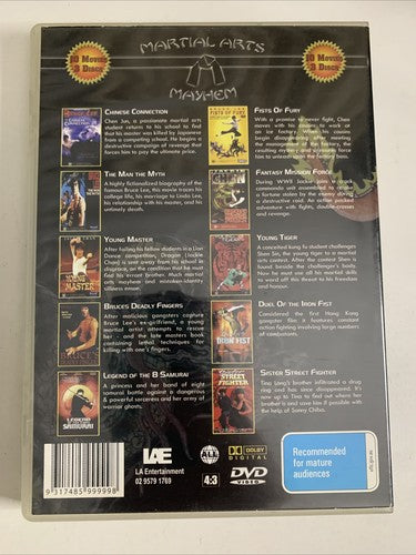 Martial Arts Mayhem: 10 Films DVD Jackie Chan, Sonny Chiba, Bruce Lee All Region