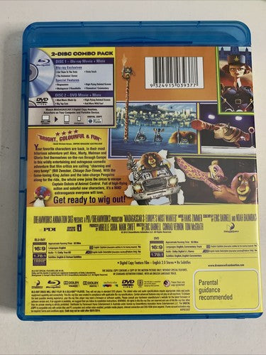 Madagascar 3: Europe's Most Wanted (Blu-ray + DVD, 2012, 2-Disc) Region B &4