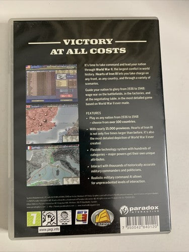 Hearts Of Iron III PC Windows CD-ROM Strategy Sim Game