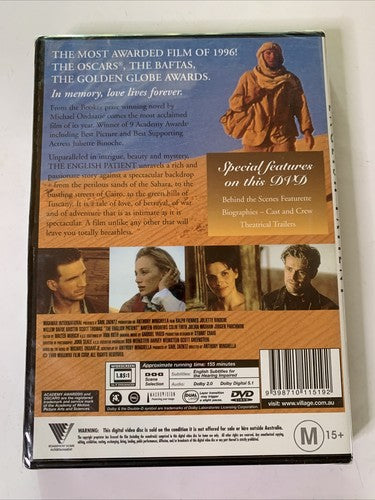 The English Patient (DVD, 1996) Ralph Fiennes, Juliette Binoche  Region 4 NEW