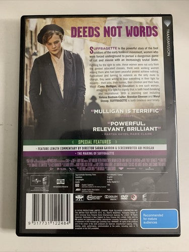 Suffragette (DVD, 2015) Carey Mulligan, Anne-Marie Duff, Helena Bonham Carter