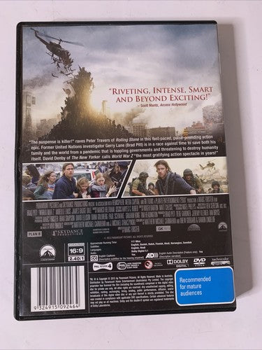 World War Z (DVD, 2013) Brad Pitt  Region 4