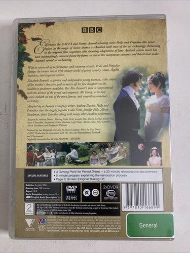 Pride and Prejudice (Remastered, DVD, 1995, 2-Disc) Colin Firth BBC Region 4 NEW