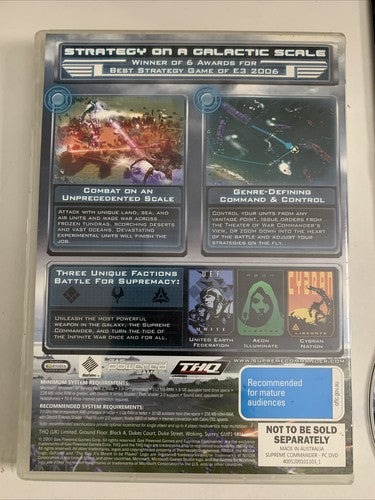 Supreme Commander PC DVD Windows Real Time Strategy Game