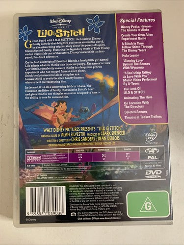 Lilo & Stitch (DVD, 2001) Disney Animation Movie Region 4