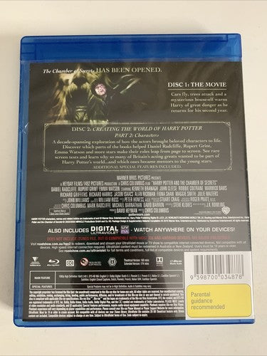 Harry Potter and the Chamber of Secrets  (Blu-ray, 2002, 2-Disc) Region B