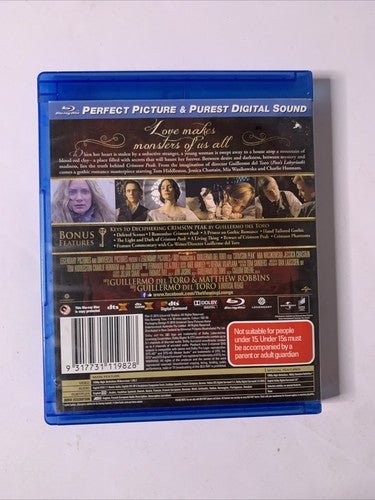 Crimson Peak (Blu-ray, 2015) Tom Hiddleston,  Mia Wasikowska, Jessica Chastain