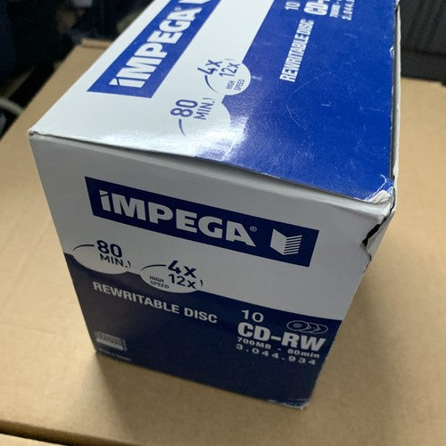 Imprega 10x CD-RW Rewritable Disc Blank Media 700MB 80min NEW
