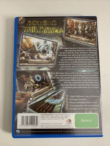 Mortimer Beckett and the Time Paradox PC CD-ROM 2008 Hidden Object Game NEW