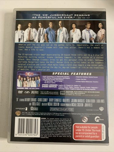 E.R : Season 3 (DVD, 1996, 4-Disc) Region 4