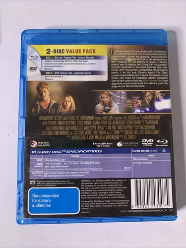 I Am Number Four (Blu-ray, 2011) Alex Pettyfer, Timothy Olyphant  All Regions