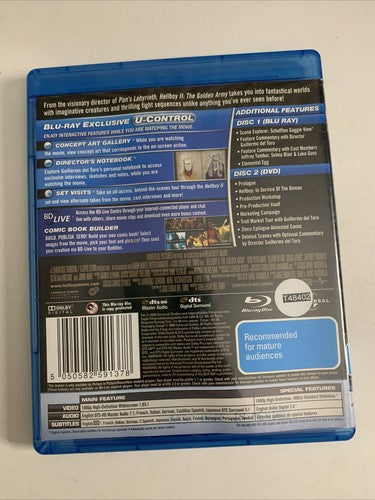 Hellboy II: The Golden Army (Blu-ray, 2008, 2-Disc) Ron Perlman Region B