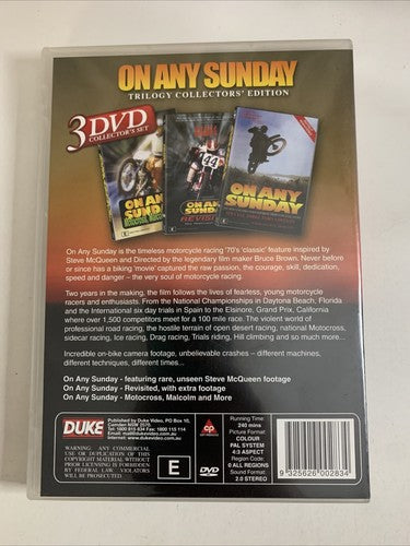 On Any Sunday Trilogy (Collectors Edition, DVD, 3-Disc) Steve McQueen All Region