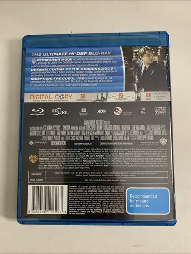Inception (Blu-ray + DVD, 2010, 4-Discs) Leonardo DiCaprio, Tom Hardy Region B