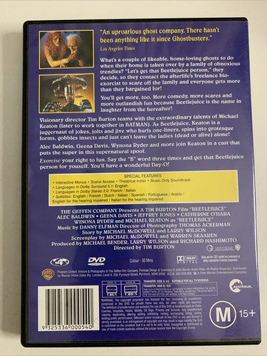 Beetlejuice (DVD, 1988) Michael Keaton, Geena Davis, Winona Ryder Region 4