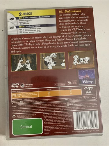 101 Dalmatians (DVD, 1961) Walt Disney Animated Film Region 4